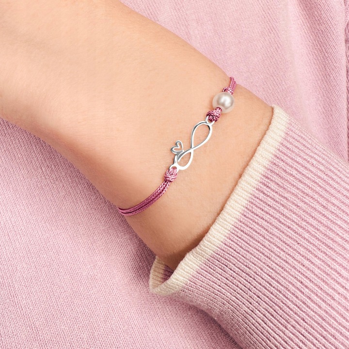 Bransoletki dla dziewczynek srebrna nieskończoność bransoletka na sznurku
