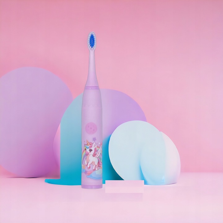 SZCZOTECZKA SONICZNA DO ZĘBÓW DLA DZIECI ELEKTRYCZNA FIOLET+KOŃCÓWKI+GRATIS