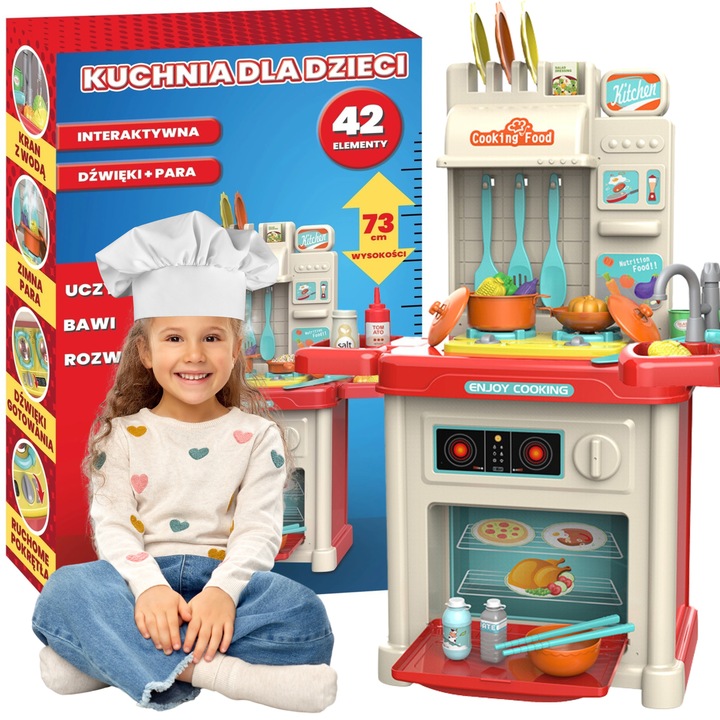 KUCHNIA DLA DZIECI ZESTAW KRAN GARNKI + AKCESORIA INTERAKTYWNA WODA PARA