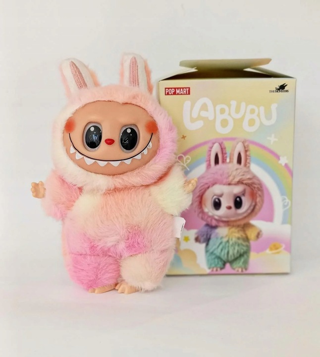 LABUBU TĘCZOWY GRAJĄCE ŚPIEWAJĄCE MASKOTKA BRELOK FIGURKA PLUSZAK