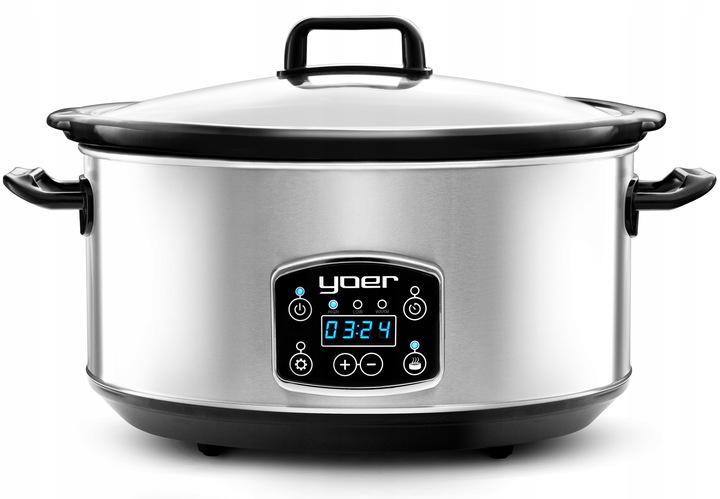 Wolnowar Garnek ceramiczny Slow Cooker Yoer INOX LCD 320W 6,5L +Programator