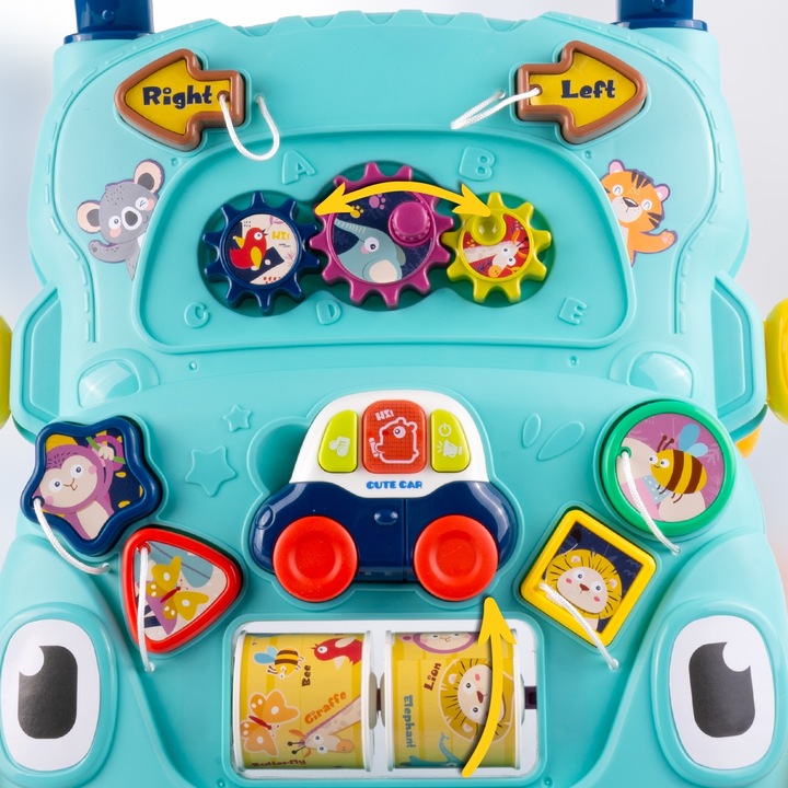 CHODZIK PCHACZ AUTKO ZABAWKA EDUKACYJNA INTERKATYWNA SORTER RUCHOME KLOCKI
