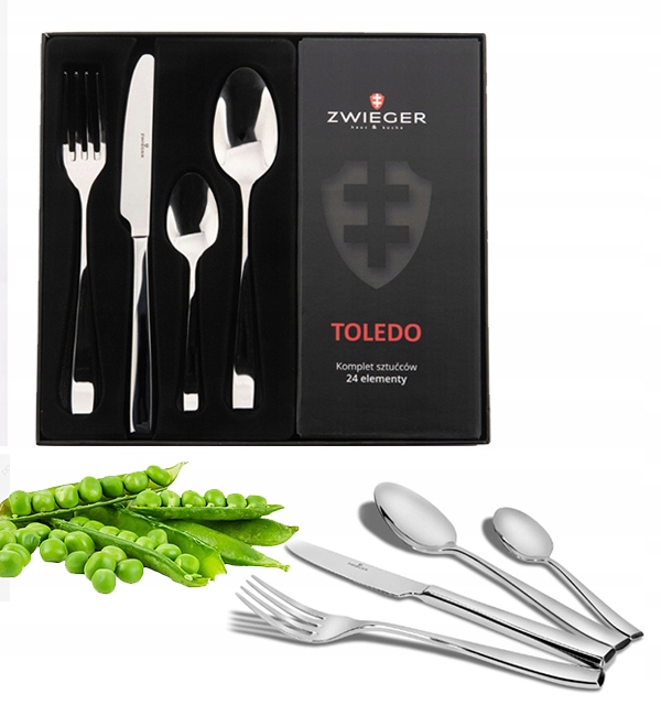 ZWIEGER TOLEDO ZESTAW SZTUĆCÓW 24 EL 6 OSÓB POŁYSK STAL NIERDZEWNA