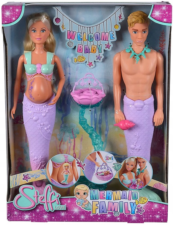 Simba Lalka syrenka Steffi w ciąży lalka jako ciężarna syrenka z Kevinem