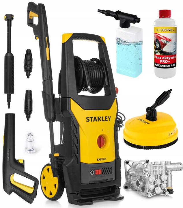 MYJKA CIŚNIENIOWA STANLEY 2500W 285ewBAR NA DYSZY ALU POMPA +5l płynu patio
