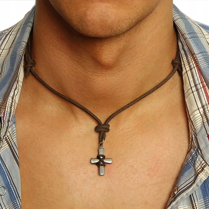 NASZYJNIK MĘSKI WISIOREK KRZYŻYK AUSTRALIA REGULACJA DŁUGOŚCI KRZYŻ RZEMIEŃ