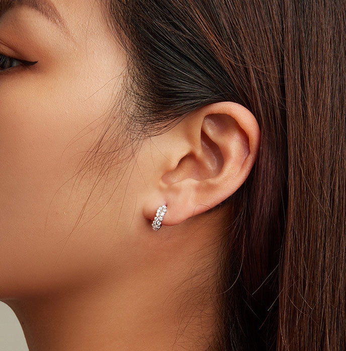 Kolczyki Srebrne PRÓBA 925 KOŁA SREBRO KÓŁKA Rodowane Dwa rzędy Kryształów