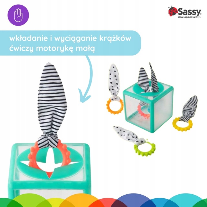 Manipulacyjna kostka sensoryczna Montessori - elastyczna kostka sorter z kr