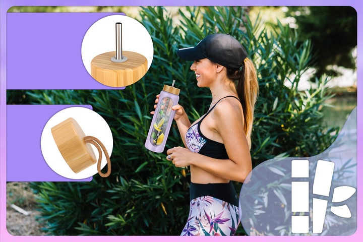 BUTELKA SZKLANA NA WODĘ NAPOJE ZE SŁOMKĄ SITKIEM SZCZELNA DUŻA BIDON 1,2L