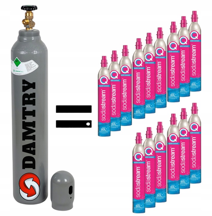 Butla CO2 pełna 8l 6kg Beczułka i Przewód 2,5m z Adapterem Quick Connect