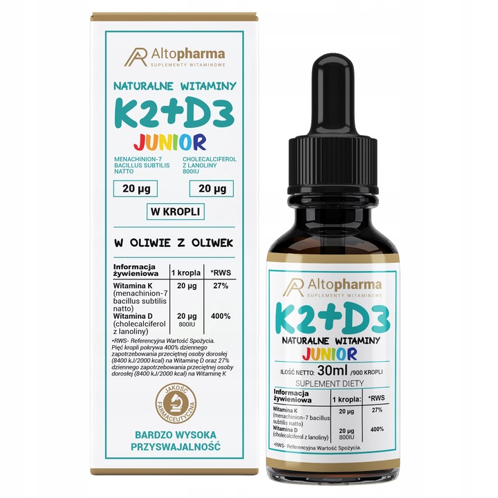 WITAMINA K2 MK-7 + D3 FORTE DLA DZIECI KROPLE 30ml