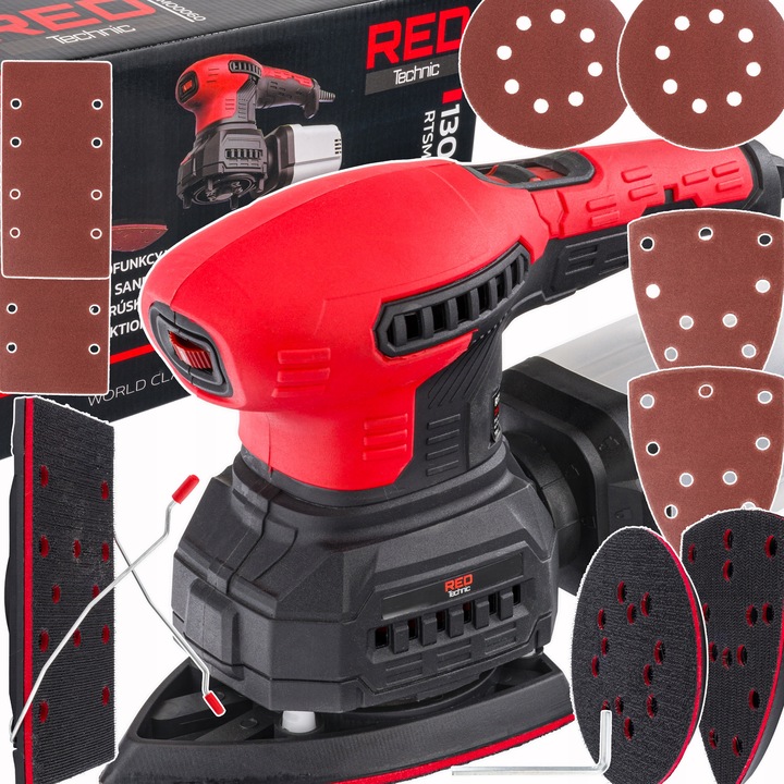 SZLIFIERKA MIMOŚRODOWA OSCYLACYJNA 125mm 1300W 3W1 3 PADY REGULACJA 6 x PAP