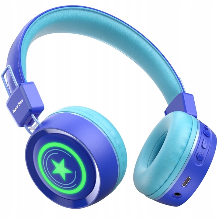 SŁUCHAWKI DLA DZIECI NEW BEE KH22B BEZPRZEWODOWE SKŁADANE LED BLUETOOTH 32h