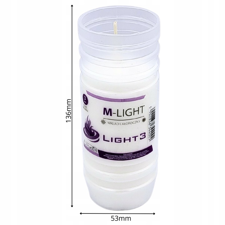 Wkłady do zniczy Parafinowe Znicze 72h 3 dni 20szt