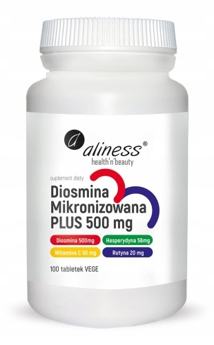 Aliness Diosmina Mikronizowana 500 mg ŻYLAKI HEMOROIDY 100 tabletek