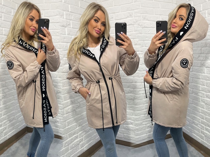 ASYMETRYCZNA PARKA kurtka Z KAPTUREM 4 KOLORY XS