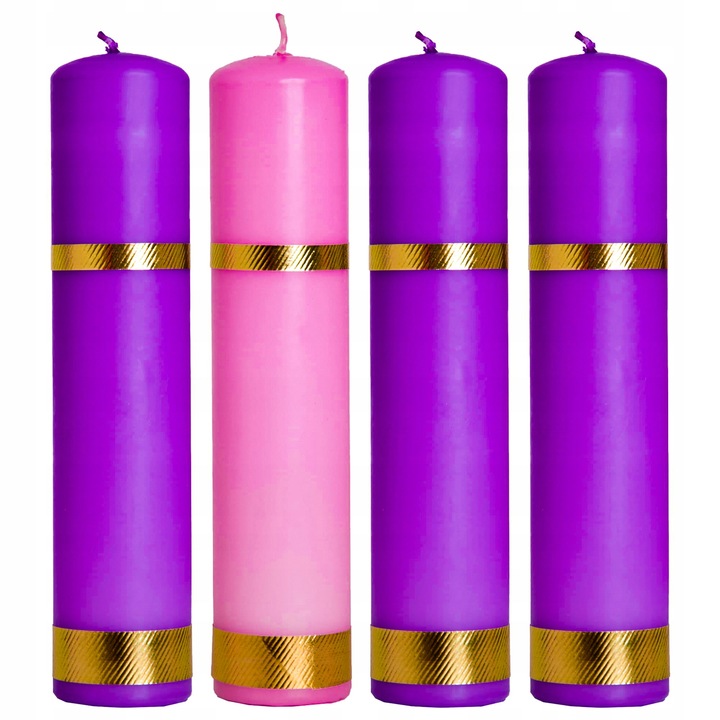ŚWIECE ADWENTOWE ZESTAW ŚWIEC ADWENTOWYCH komplet do 3x fiolet 1x róż 25 cm