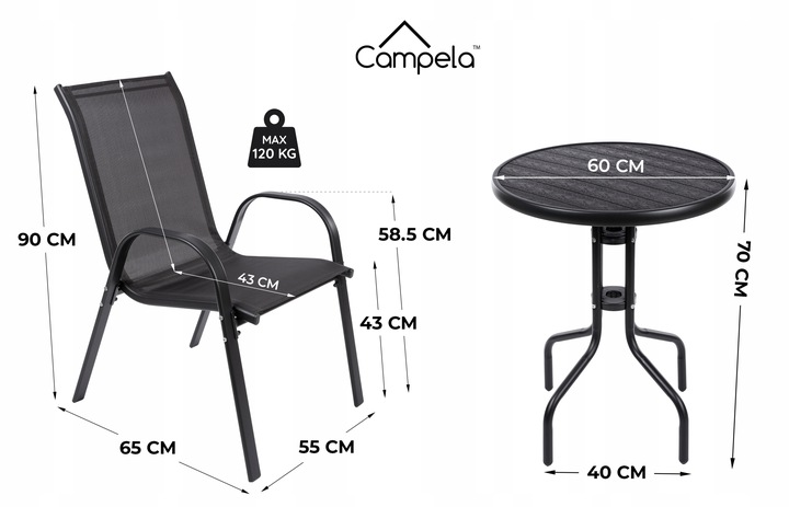 Meble Ogrodowe Zestaw Mebli Ogrodowych Stół 2x Krzesła Taras Balkon Komplet