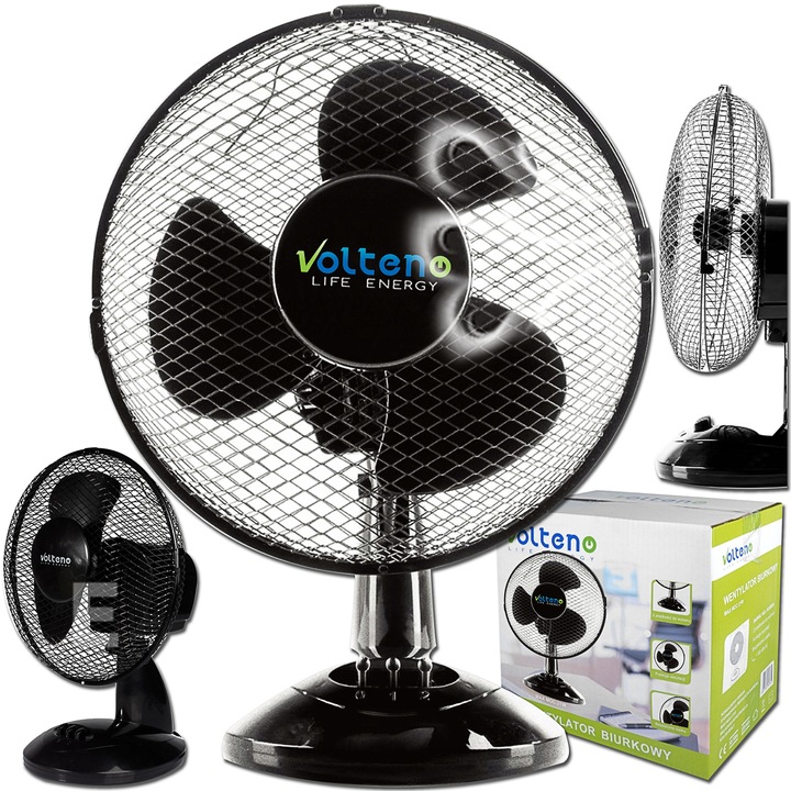 WENTYLATOR BIURKOWY STOŁOWY STOJĄCY CICHY 22cm CYRKULATOR CZARNY 2 TRYBY