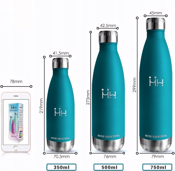 Butelka termiczna ze stali nierdzewnej 500ml wolna od BPA 12/24h izolacja