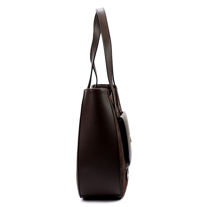 Torebka skórzana zamszowa A4 Gregorio shopper klasyczna 1729 ciemny brąz