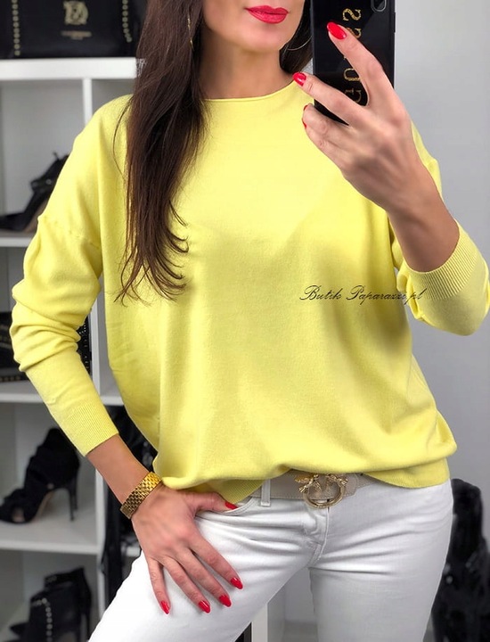 BLUZKA BASIC CLASSIC DELIKATNY SWETEREK ŻÓŁTY
