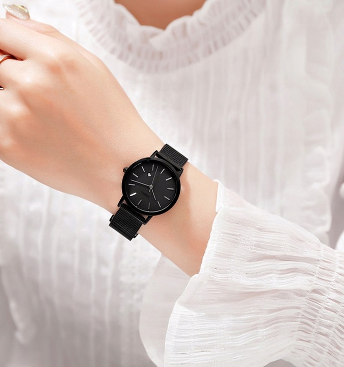 Zegarek damski SKMEI bransoleta mesh datownik czytelna tarcza