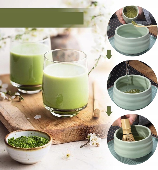 ZESTAW DO MATCHY Z MIOTEŁKA DO MATCHY I ŁYŻKĄ, JAPOŃSKA HERBATA MATCHA
