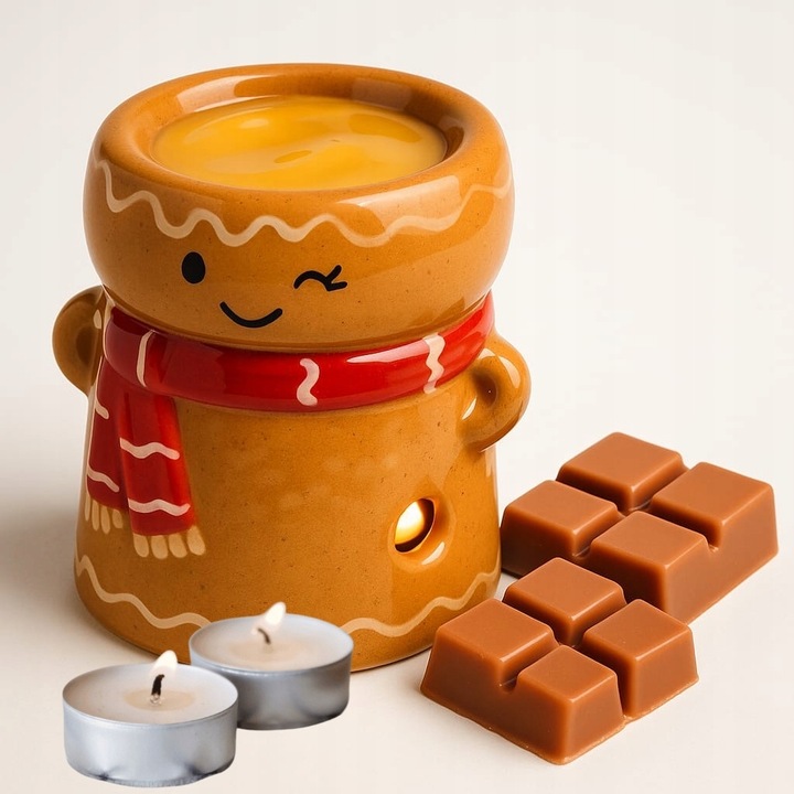 Ceramiczny kominek + wosk zapachowy piernik Mikołaj kominek tealight GRATIS