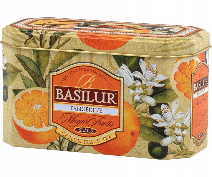 Basilur TANGERINE czarna herbata MANDARYNKA torebki PUSZKA - 20 x 2 g