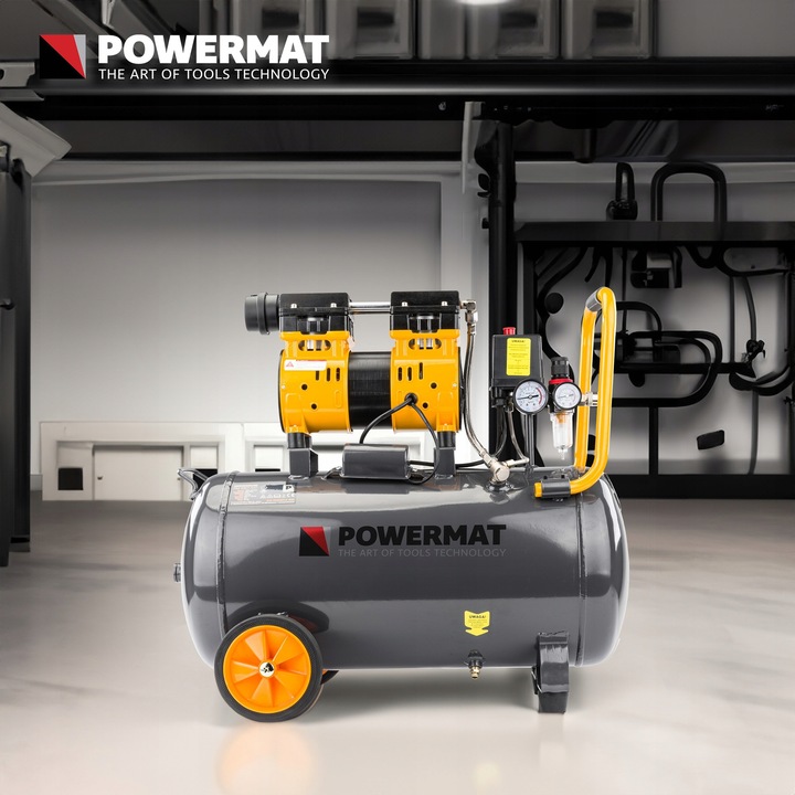 KOMPRESOR BEZOLEJOWY 50L SPRĘŻARKA 8 BAR 290l/min 230V SEPARATOR CICHY 59dB