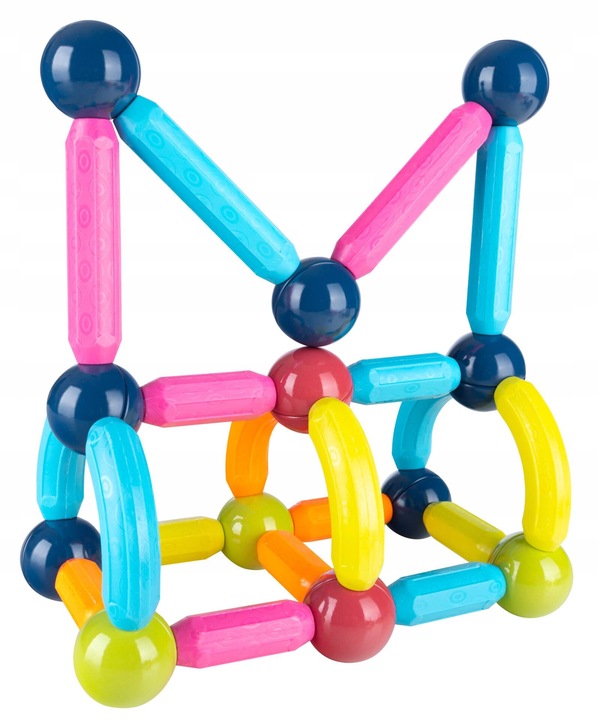 KLOCKI MAGNETYCZNE EDUKACYJNE DUŻE 84 ELEMENTY KONSTRUKCYJNE ZESTAW