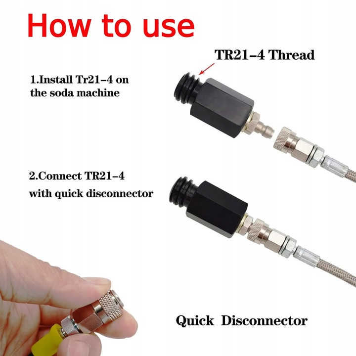 W21.8 PRZETOCZKA ADAPTER ZE STALOWYM WĘŻEM DO SODASTREAM QUICK CONNECT CO2