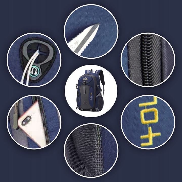 PLECAK TURYSTYCZNY BIWAKOWY NA WYCIECZKĘ W GÓRY WYGODNY 40L BIWAK SURVIVAL