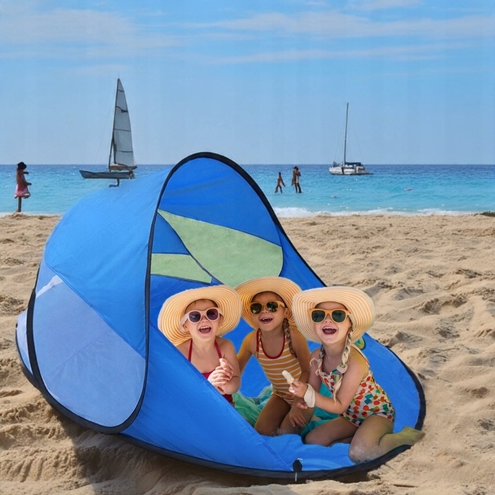 DUŻY NAMIOT PLAŻOWY SKŁADANY PRZENOŚNY PARAWAN SAMOROZKŁADAJĄCY DLA DZIECI