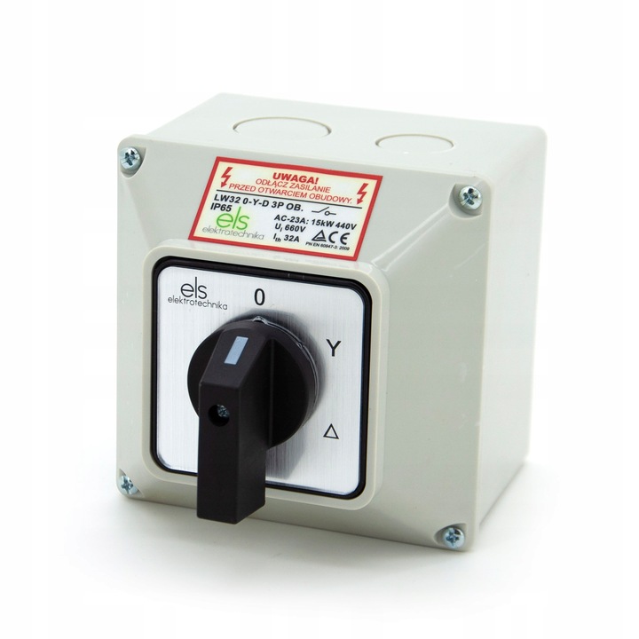ŁĄCZNIK KRZYWKOWY 32A GWIAZDA TRÓJKĄT W OBUDOWIE