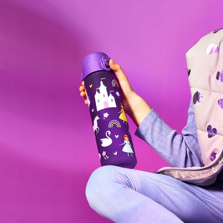 BUTELKA BIDON NA WODĘ FIOLETOWY ZAMEK KSIĘŻNICZKI JEDNOROŻEC TĘCZA ION8 0,5