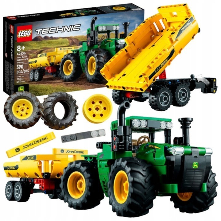 ZESTAW KLOCKÓW LEGO TECHNIC CIĄGNIK Z WYWROTKĄ PRZYCZEPKĄ TRAKTOR JOHN DEER