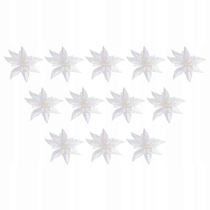 OZDOBY ŚWIĄTECZNE NA CHOINKĘ KWIAT Z KLIPSEM BIAŁY z brokatem