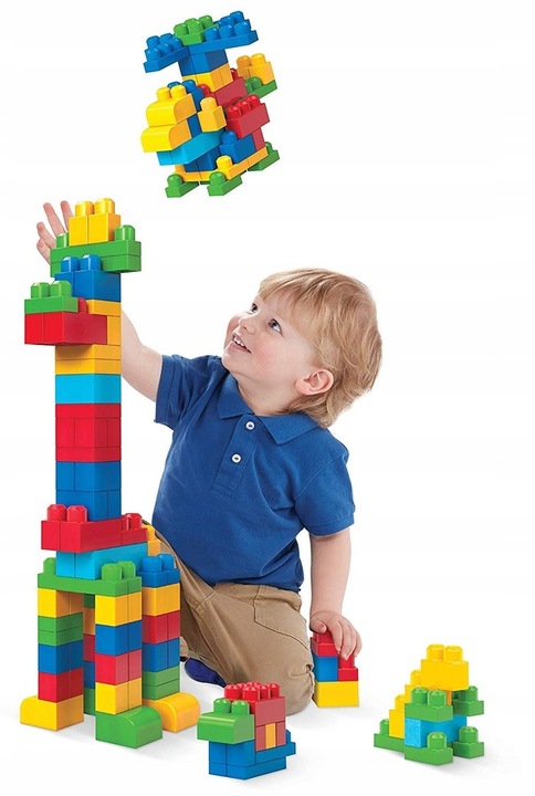 MEGA BLOKS KLOCKI 80 elementów ,duże klocki w torbie DCH63 dla dzieci +12m
