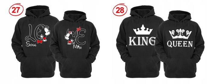 ZESTAW DWÓCH BLUZ Z KAPTUREM DLA ZAKOCHANYCH PAR