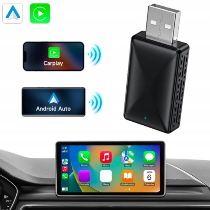BEZPRZEWODOWY CARPLAY ADAPTER MINI USB DO ANDROID AUTO IPHONE IOS