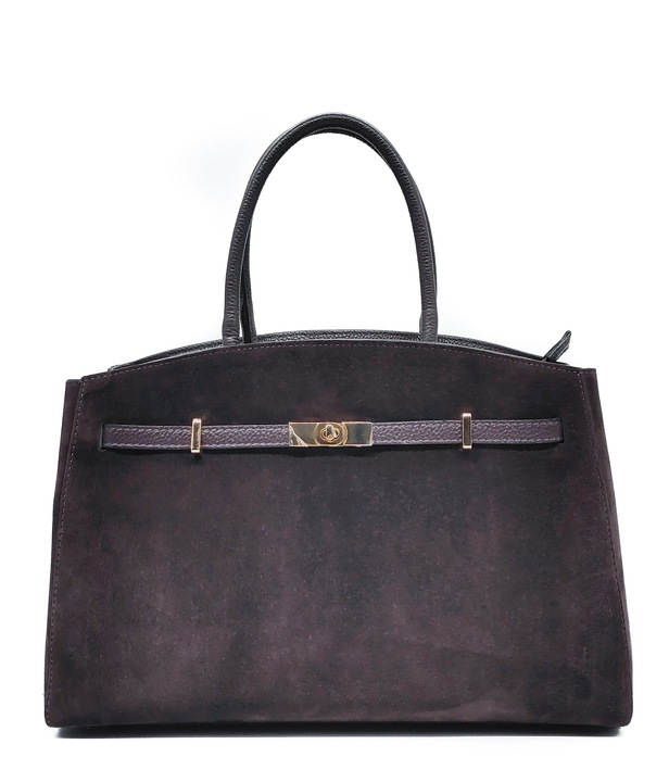 Torebka skóra zamszowa czekoladowa VeraPelle