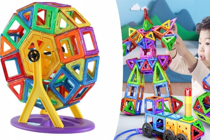 KLOCKI MAGNETYCZNE Zestaw 72 elementy Panele Figury 3D