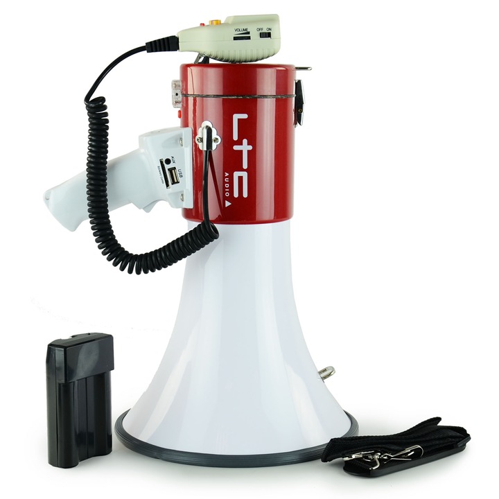 Profesjonalny MEGAFON 50W USB SD MP3 akumulator