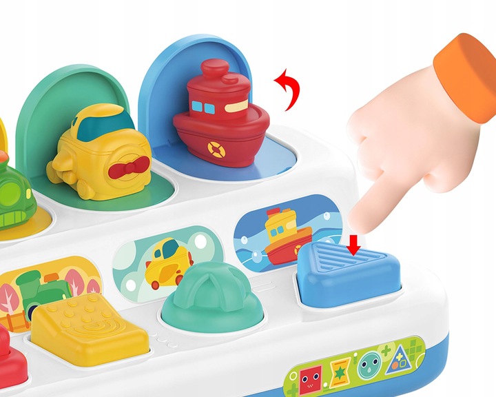 Zabawka Edukacyjna Wyskakujące Pojazdy POP-UP Interaktywne Autka Statek