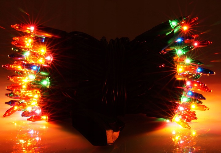 Lampki choinkowe żarówkowe 100 sztuk z gniazdem