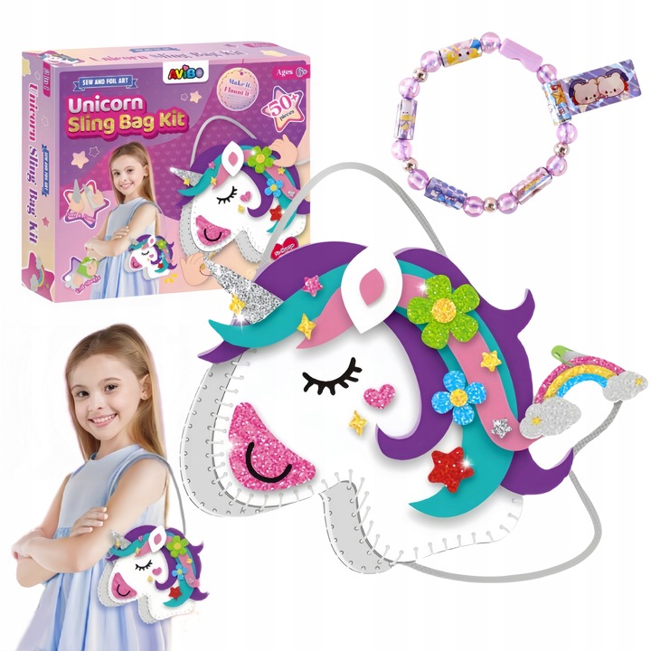 Jednorożec DIY Torebka z Filcu – Zestaw do Szycia dla Dziewczynek 6+