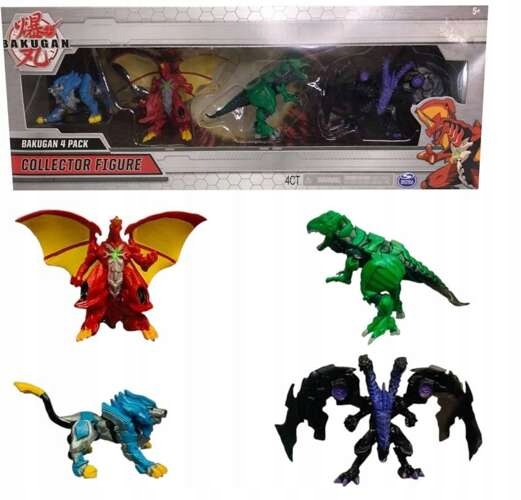 BAKUGAN ZESTAW 4w1 FIGURKI KOLEKCJONERSKIE DRAGONOID TROX HYDOROUS NILLIOUS