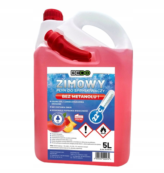 ZIMOWY PŁYN DO SPRYSKIWACZY PIĘKNY ZAPACH bez TRUJĄCEGO METANOLU !! -22 10L